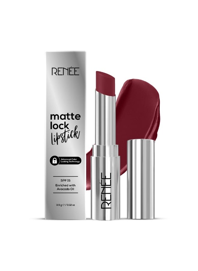 RENEE Matte Lock Lipstick- Folk, Moisturizing, Long Lasting & Weightless Formula, Intense Color Pay Off with Ultra-Matte Finish, Enriched with Avocado oil, Vitamin E, D & Beta-Carotene, 3.5 Gm - Image 1